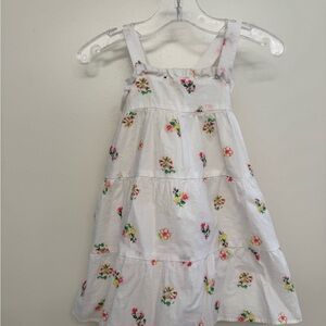 Janie and Jack White Dress with Floral Embroidery